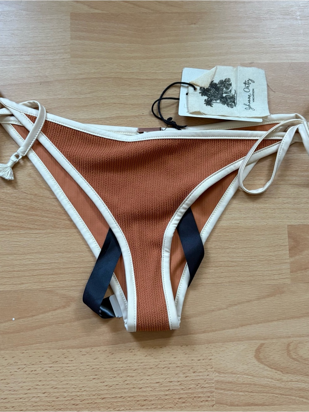 Johanna Ortiz Rust Brown and Cream Bikini Bottom